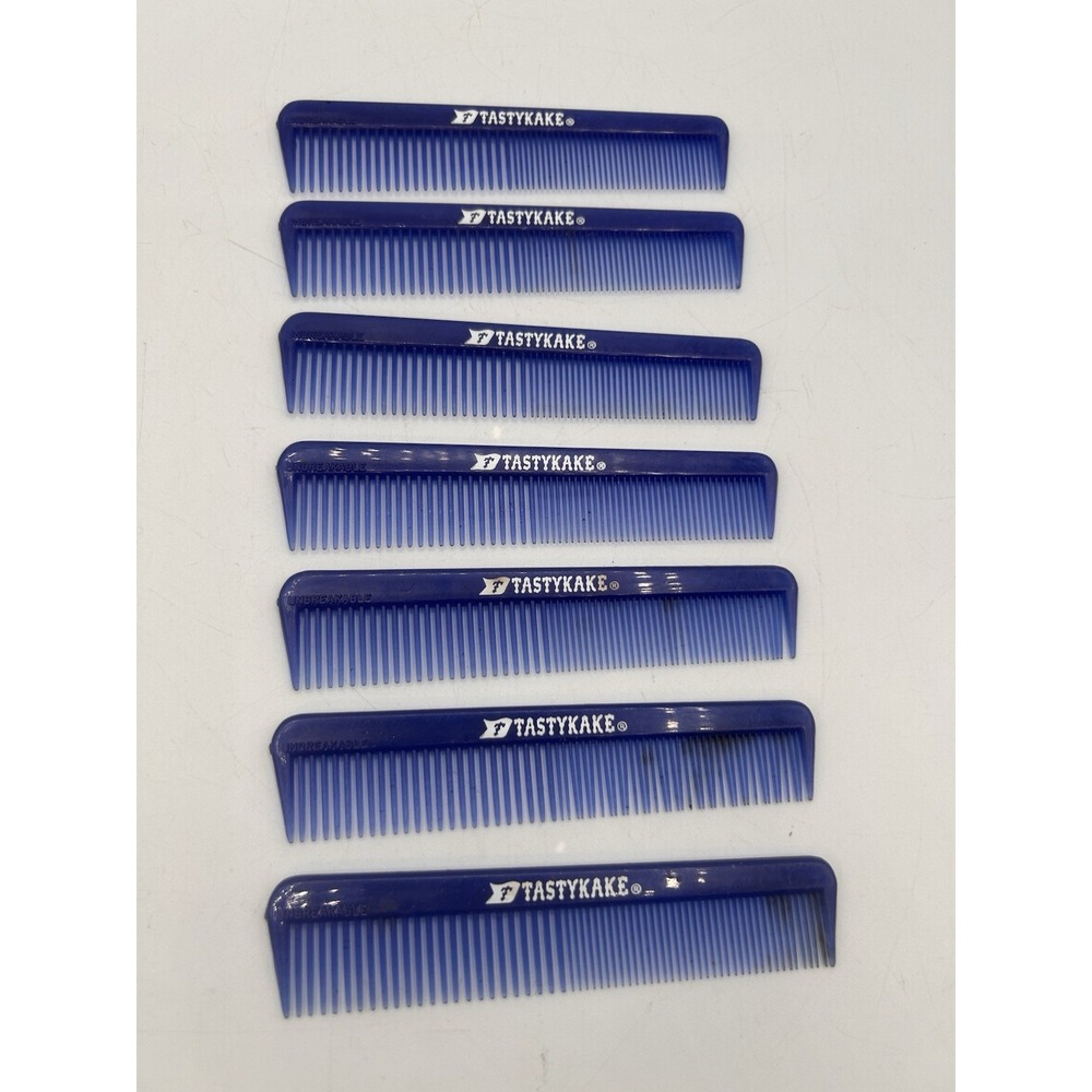 Vintage UNBREAKABLE Hair Comb Tastykake Advertising Comb Barber 5" Blue Lot Of 7